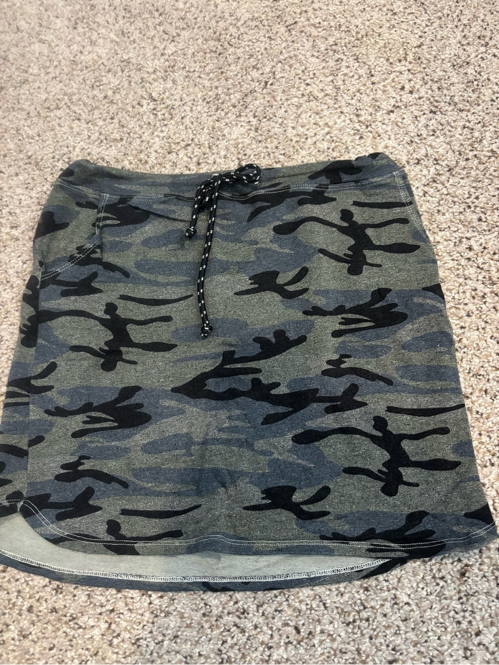 Sundry Olive Green Camo Drawstring Mini Skirt
